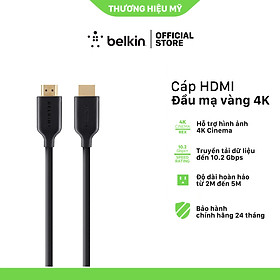 Cáp HDMI Belkin F3Y021bt2M 4K, Full HD 1080p & 3D Cinema (2m) - Hàng Chính Hãng
