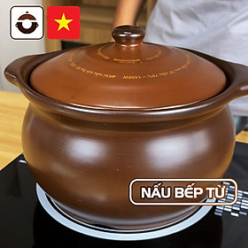 Nồi sứ nấu bếp từ 3 lít NodaCook (men sứ Nâu) - Nồi Sứ chuyên biệt nấu trên Bếp từ