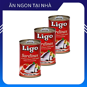 Combo 3 Hộp Cá Mòi Sốt Cà Vị Ớt Cay Ligo 155g Thương Hiệu Mỹ - SX