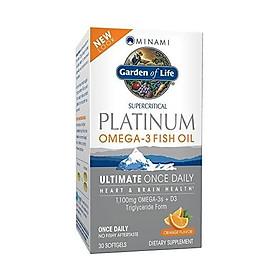 Garden of Life Omega 3 Fish Oil with Vitamin D Once Daily - Minami Platinum Natural Brain Function, Heart and Mood Supplement, 60 Softgels