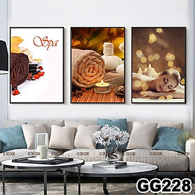 Tranh treo tường canvas khung gỗ 3 bức phong cách hiện đại Bắc Âu trang trí spa phòng khách phòng ngủ phòng ăn 227