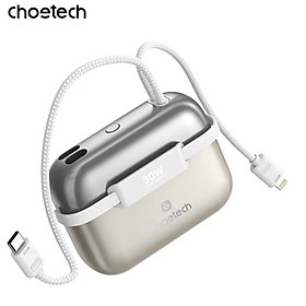 Mua Pin Dự Phòng Mini 30W Choetech B812 Tích Hợp Cáp Type C Và iP Dung Lượng 10.000mAh - Hàng chính hãng