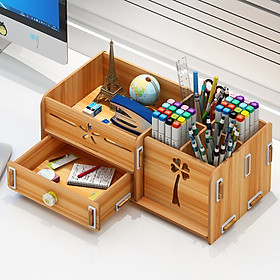 Mua Kệ bút để bàn  kệ hồ sơ dụng cụ văn phòng  kệ điện thoại máy tính  kệ để bàn làm việc đa năng bằng gỗ - Tặng kèm 1 móc khóa khung hình thời trang