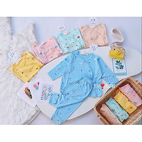 Bộ sơ sinh khuy lệch đắp đũng cotton thun lạnh siêu yêu