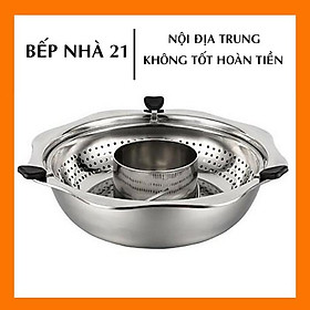 Mua Nồi Lẩu Xoay Inox 2 Tầng Thông Minh  Nồi Lẩu Xoay 360 Với Thiết Kế 2 Tầng  2 Khoang Chất Liệu Inox 304 Không Gỉ - GD478