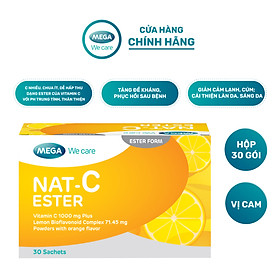 Gói bột hòa tan Vitamin C vị cam, sáng da, tăng cường đề kháng, giảm cảm cúm, cảm lạnh NAT C ESTER 30 gói (30 ngày)