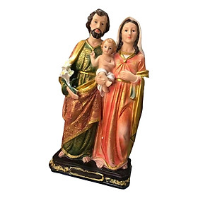 Holy Family on Base Statue, Tabletop Collectable Resin Figurine Decorative Religious Sculpture for Party Cafe Bedroom Restaurant Wedding