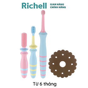 Bộ bàn chải trẻ em 3 bước TLI Richell Nhật Bản từ 6 tháng | Baby