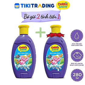 Chai Sữa Tắm Gội cho bé Carrie Junior hương trái cây thiên nhiên 280g