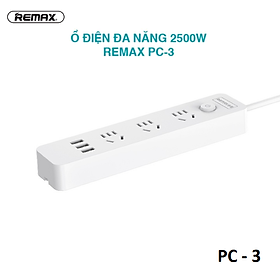Ổ cắm điện Remax Power Strip PC-3 chui dẹp tích hợp 3 cổng sạc USB (Dài 1.8 mét) - HÀNG CHÍNH HÃNG