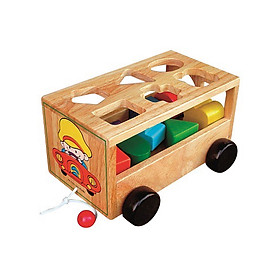 Đồ Chơi Gỗ Thông Minh (bao gồm 1 xe 8 khối nhiều màu) - Bộ Đồ Chơi Xe Chở Khối Thả Hình Bằng Gỗ - Sản xuất tại Việt Nam, an toàn, đạt chuẩn Quatest 3 - Dành cho bé từ 3 tưởi trở lên