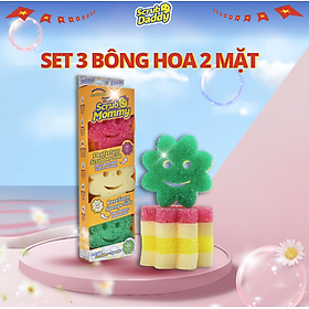 Mua Set 3 miếng Bông Hoa Colors Scrub Mommy - 2 mặt đa năng - an toàn - chống mùi
