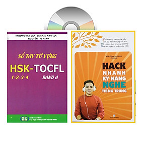 Sách-Combo 2 sách Sổ tay từ vựng HSK1-2-3-4 và TOCFL band A + Hack nhanh kỹ năng nghe tiếng Trung+ DVD tài liệu.