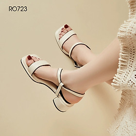 Sandal nữ quai ngang, khóa dán ROSATA RO723 -5p- Kem, bạc - BKSTORE