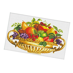 DIY Stamped Cross Stitch Kit Pre-Printed Pattern - Fruits 11 Count 55x36cm