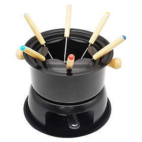 Bộ fondue fondue mini trong phô mai tan chảy bằng thép không gỉ và nĩa 6 để ngâm và chảo có thể tháo rời