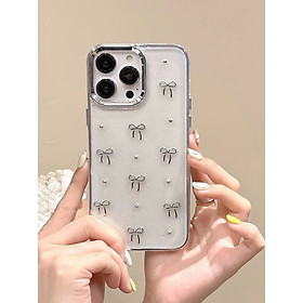 Ốp Lưng Trong Suốt Nhũ Kim Tuyến Họa Tiết Nơ Bạc Cho Iphone 12/12pro/12promax/13pro/13promax . Hàng Nhập Khẩu