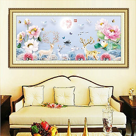 Mua Tranh thêu kín chữ thập Hươu tài lộc E67  kích thước 100 x 55 cm
