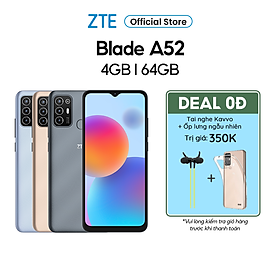 Điện thoại ZTE Blade A52 4GB l 64GB, Pin 5000mAh, Màn hình 6.52", Camera AI Triple - Hàng chính hãng