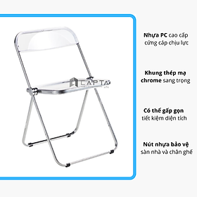 Mua Ghế nhựa trong suốt gấp gọn Ghế Acrylic khung thép mạ cao cấp Ghế decor chụp hình đẹp Folding chairs CT3618-S