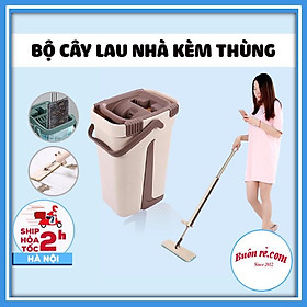 Mua Bộ cây lau nhà tự vắt kèm thùng thiết kế hiện đại thông minh-Cây lau nhà tự vắt xoay 360 độ Buôn rẻ 01528
