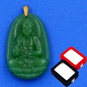 Mặt Dây Chuyền Phật A Di Đà thạch anh xanh 3.6cm MTXA7 - kèm hộp nhung - Phật bản mệnh tuổi Tuất, Hợi - Mặt size nhỏ