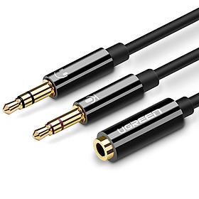 Mua Dây Audio chuyển tai nghe 3.5mm đầu cái sang 2 đầu Mic và Tai nghe đầu đực mạ vàng dài 20CM UGREEN AV140 20898 - Hàng chính hãng