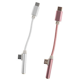 2 Pieces Type-C To 3.5mm Headphone Audio + Charge Splitter Adapter Cable
