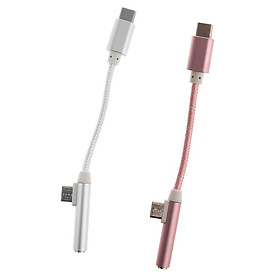 2 Pieces 2 in 1 Type C 3.1 Male to 3.5mm Female Stereo Audio Headphone Adapter