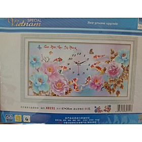 Tranh thêu đồng hồ chữ thập gia hòa vạn sự hưng -X8151