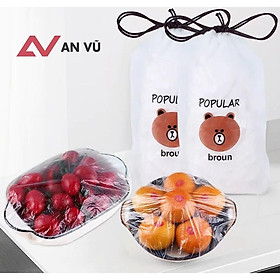 Mua Set 100 Túi Màng Bọc Thực Phẩm túi gấu PE Có Chun Co Giãn Tái Sử Dụng Nhiều Lần