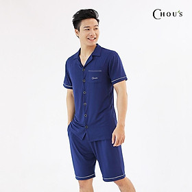 Pyjama nam cộc tay vải bamboo cao cấp Chou's - màu xanh navy (pre-order)