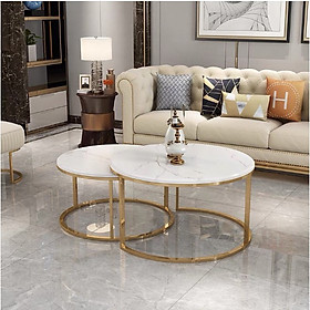 Mua Cặp bàn trà sofa tròn 1 nan  mặt đá 3D