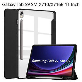 Bao Da Cover Dành Cho Samsung Galaxy Tab S9+ Plus SM X810 / X816B 12.4 Inch Lưng Trong Có Khe Cho Bút Cảm Ứng Hỗ Trợ Smart Cover Máy Tính Bảng