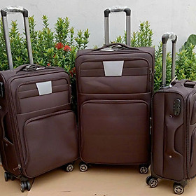 Vali Vải Cao Cấp Khóa Kéo Mở Rộng Size 202428 Inch - Nâu Khói - SIZE 28 INCH