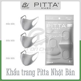 Khẩu Trang Pitta Màu Xám Trắng (Gói 3 cái)