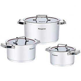 [Coupon 30K đơn 459K] Bộ nồi inox 5 đáy Kangaroo KG3CS1