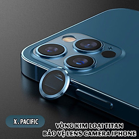 Mua Tặng hộp đựng lens cao cấp - Vòng kim loại titan bảo vệ lens camera dành cho các dòng iphone 11 / iphone 12 - Xanh Pacific