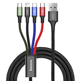 Mua Cáp sạc 4 đầu Baseus Rapid CA1T4-C01 dài 1.2m Lightning/ Type-C/ MicroUSB 2 cổng - dây bọc dù (Nhiều màu) Hàng Chính Hãng