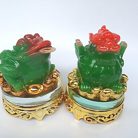 Combo cóc ngậm tiền và Tỳ hưu phong thủy để bàn trấn trạch,chiêu tài lộc S1 (xanh)