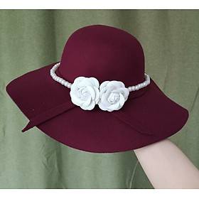Nón rộng vành chống nắng mũ đi biển nữ fedora màu đỏ đô dona22030808
