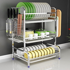 Kệ nhà bếp - úp chén 3 tầng có khay hứng nước đa năng