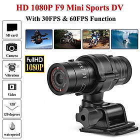 Máy quay phim thể thao F9 HD 1080p Xe đạp Mountain Xe đạp Mothycle Mũ bảo hiểm hành động Máy ảnh không thấm nước Video DV Video Màu ghi: Như được hiển thị