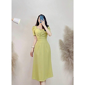 Đầm dự tiệc cúp ngực đính hạt màu vàng công chúa