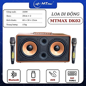 Mua Loa Di Động MTMAX DK02 – Công Suất Lớn  Bass Đôi  Kèm 2 Micro Cao Cấp  Âm Thanh Mạnh Mẽ  Sống Động Hàng Chính Hãng
