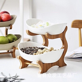 Mua Set khay sứ kệ gỗ men xanh Bắc Âu