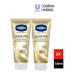 Combo 2 Sữa dưỡng thể Vaseline Gluta-Hya Dưỡng Da Sáng Mịn Sau 7 Ngày Bảo vệ, dưỡng sáng mịn 330 ML