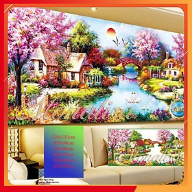 Tranh đính đá phong cảnh tổ ấm hạnh phúc 100x50cm