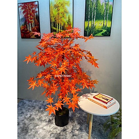 Mua Cây lá phong đỏ giả loại cao cấp lá nhọn  decor - Cây giả