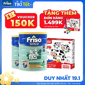 Bộ 2 lon sữa Bột Friso Gold 4 Cho Trẻ Từ 2-4 Tuổi 1.5kg + Tặng set chơi Golf con bò